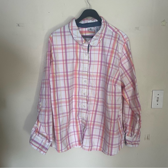 Caribbean Joe & Company  women’s button down pink/yellow/purple size 2x - Picture 1 of 6